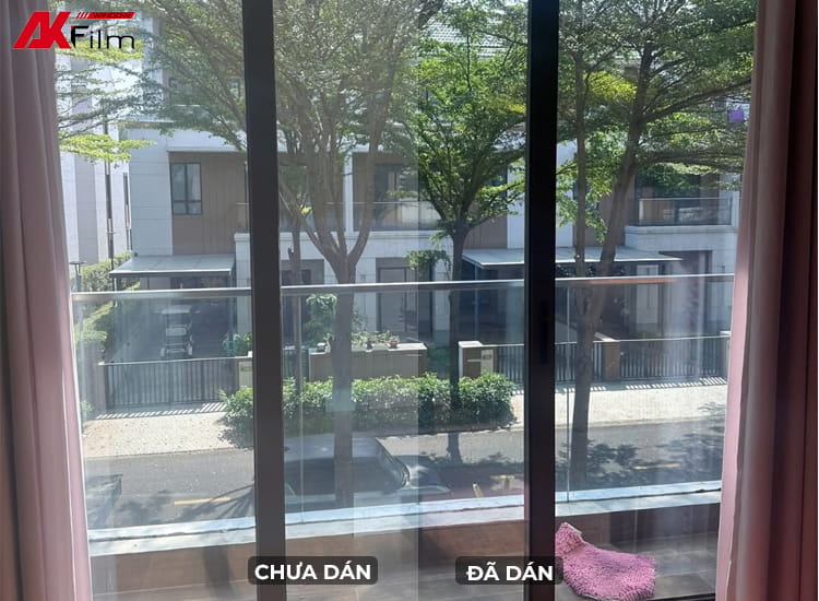 Hệ kính Villa SwanBay Nhơn Trạch trước và sau khi dán phim cách nhiệt