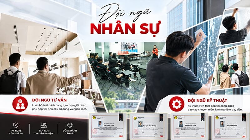 Đội ngũ kỹ thuật viên thi công phim cách nhiệt tại AKFilm