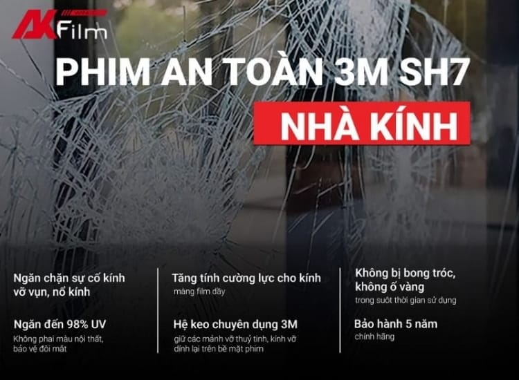 Phim an toàn 3M SH7 sở hữu nhiều tính năng bảo vệ kính nổi bật