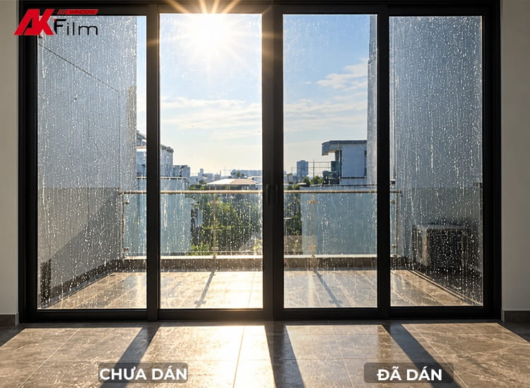 Hệ kính nhà phố Quận 10 trước và sau khi thi công phim cách nhiệt 3M PR70