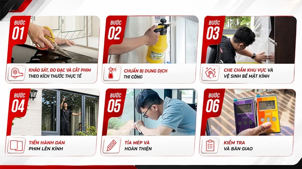 Quy trình dán phim cách nhiệt biệt thự, nhà phố chuyên nghiệp