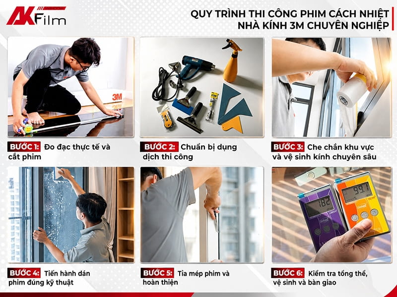 Quy trình dán phim cách nhiệt nhà kính được thực hiện đúng kỹ thuật
