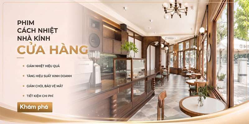 Phim cách nhiệt cửa hàng showroom