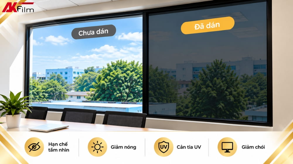 Phim cách nhiệt riêng tư giúp hạn chế tầm nhìn, giảm nhiệt và cản tia UV
