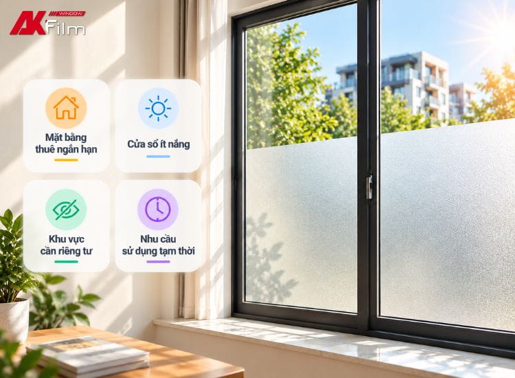 Decal dán kính chống nắng phù hợp với nhu cầu che chắn, trang trí và giảm chói